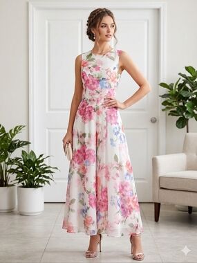 chinese dress ladies Printed Floral Pleated Maxi Gown  Elizabeth Anthony
